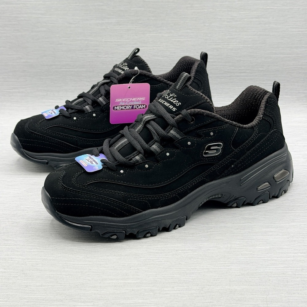 Skechers D'Lites Women's‎ 10 Sneakers Black Memory Foam Comfort Walking 11949